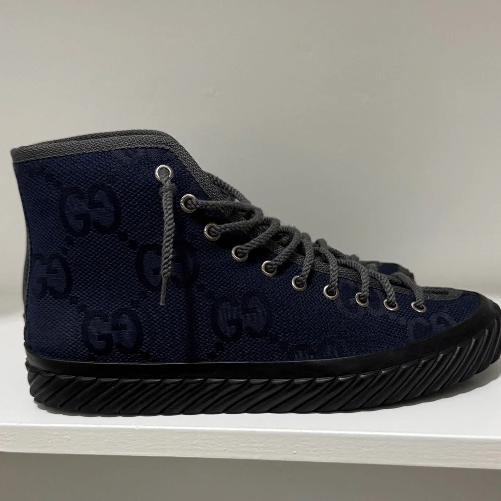Gucci Men's Dark Blue High-Top Sneakers - Picture 3 of 5